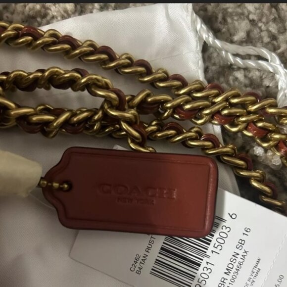 Coach Beat Canvas Coated Leather Shoulder Bag Mini-Medium Black + Tan Rust C2462 - Picture 5 of 5